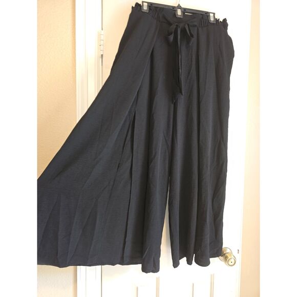 NWT Simplee Plus Elegant Split Leg Belted Flowy Wide Leg Pants Size 1XL - Picture 3 of 13
